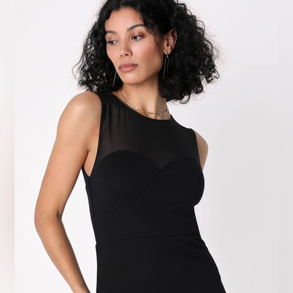 Lulus Sophisticated Debut Black Mesh Sleeveless Bodycon Midi Dress XL Sexy - Picture 4 of 13